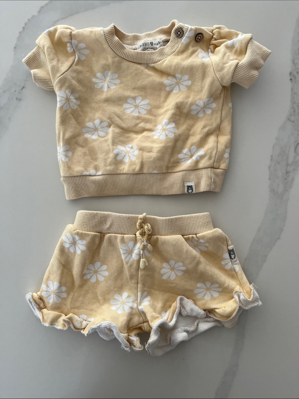 Baby Girl Floral Short Set - Yellow Daisy